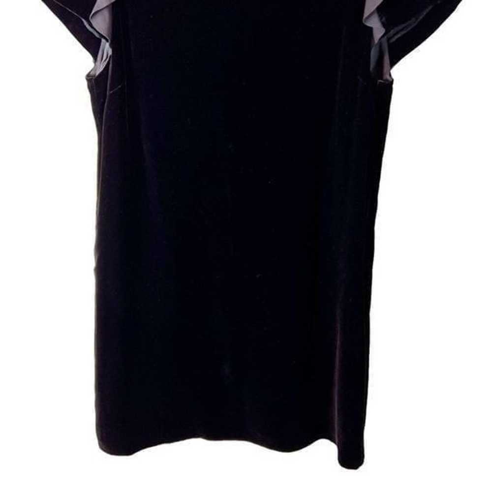 PINKO Italy Black Velvet Short Sleeve Ruffle dres… - image 3