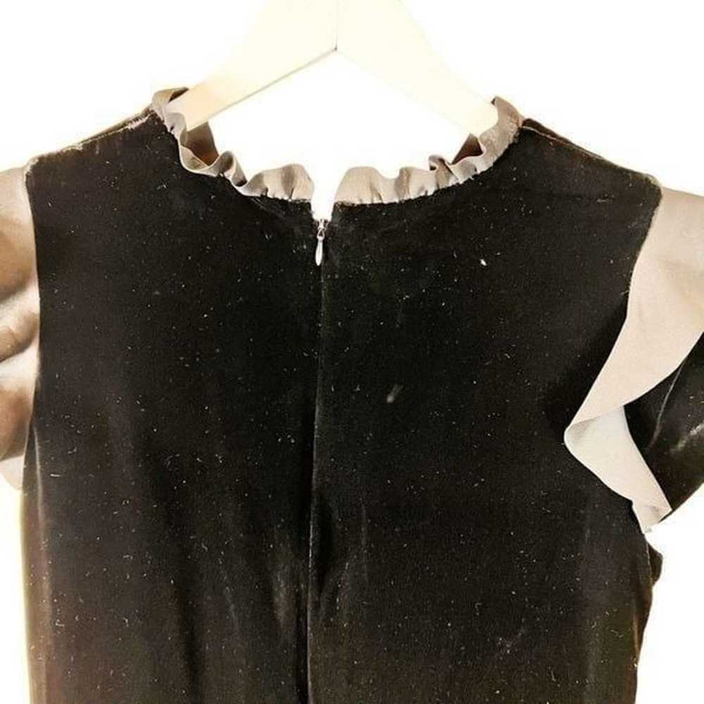 PINKO Italy Black Velvet Short Sleeve Ruffle dres… - image 9