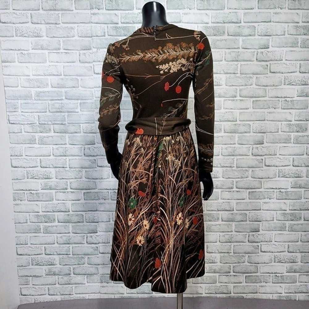 Vintage 60s 70s Matti of Lynne Womens S Brown Flo… - image 11