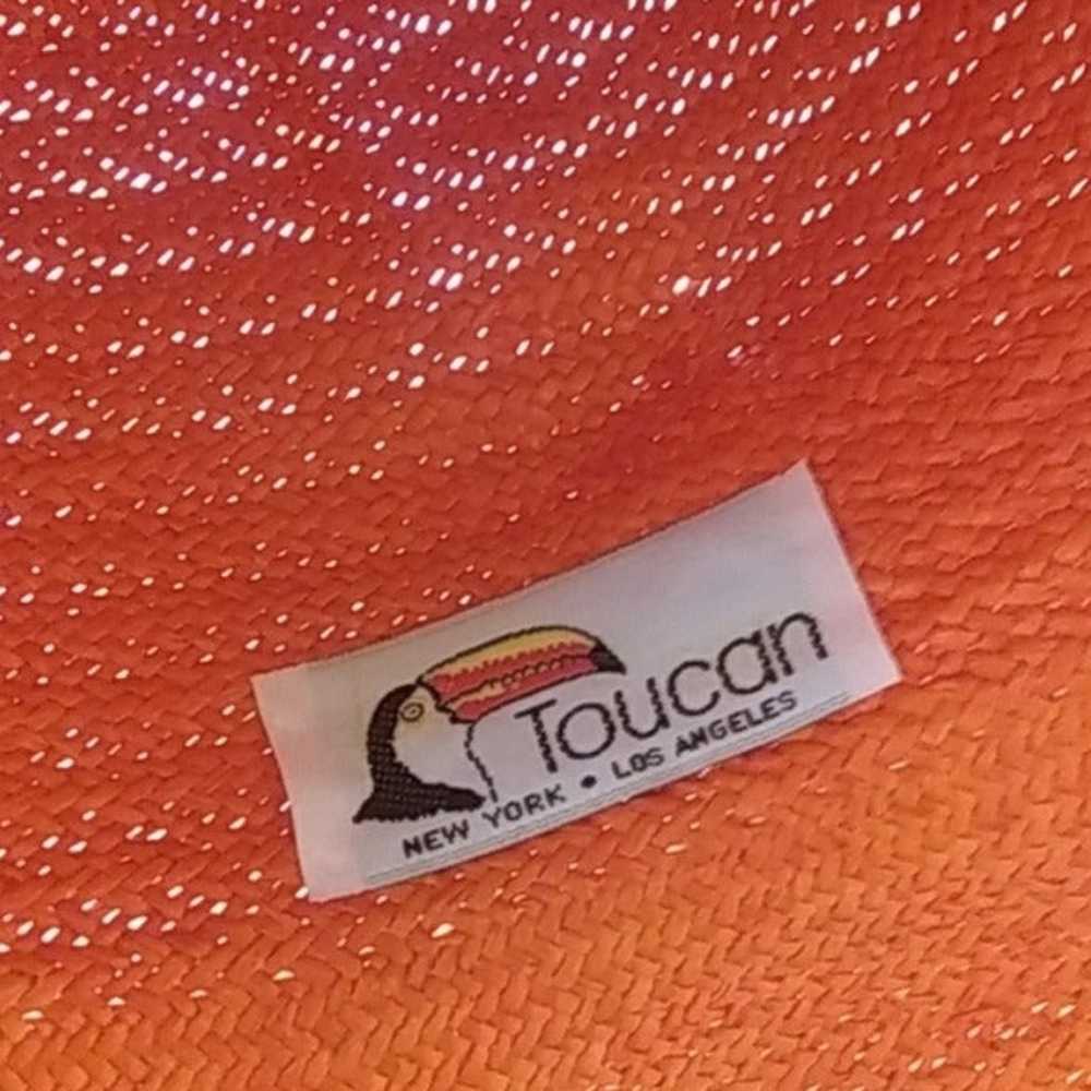 Vintage Toucan orange straw hat - image 3