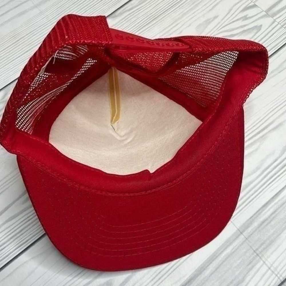 80s Vintage Custom Trucker Hat Red and White Tops… - image 4