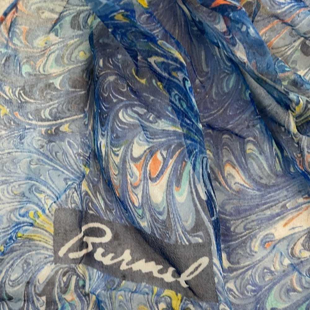 Burmel Kaleidoscope Scarf Chiffon Sheer Blue Abst… - image 5