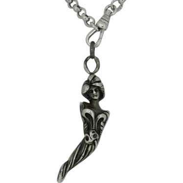 Solid Sterling Silver Art Nouveau Mermaid Pendant