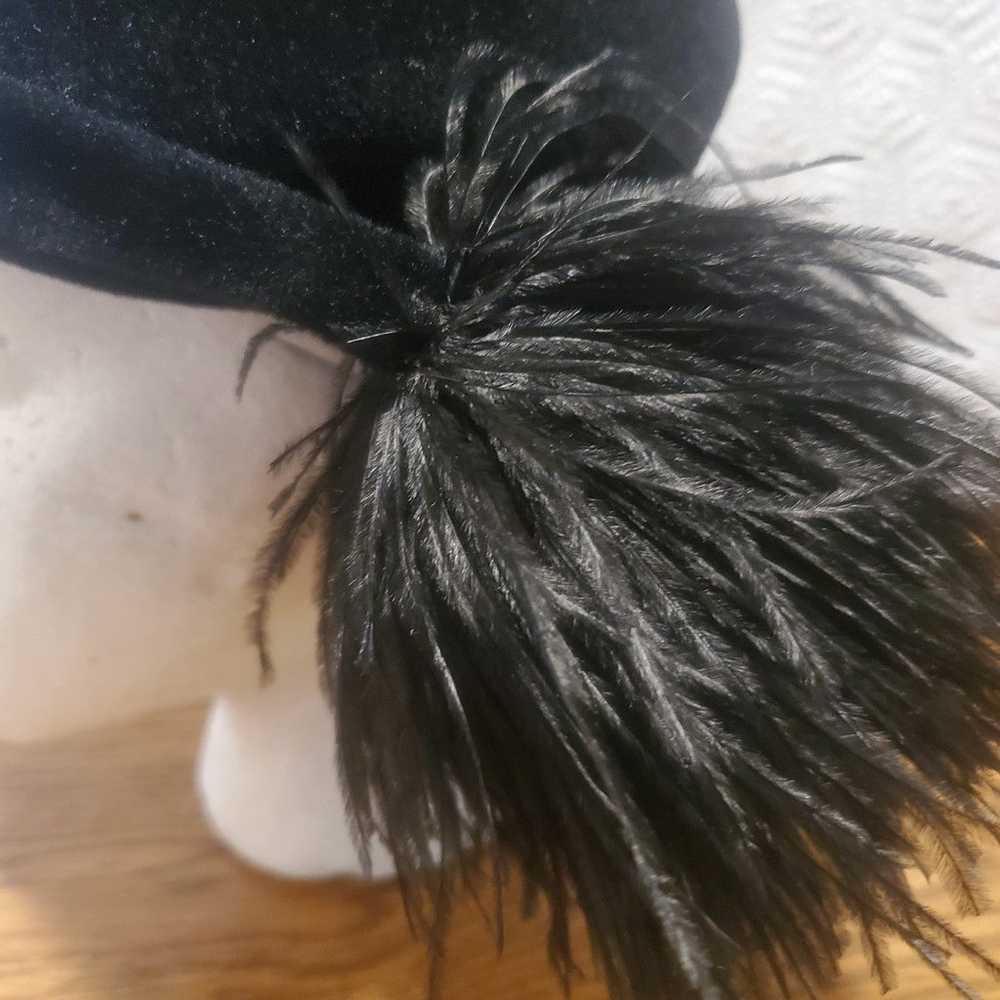 VINTAGE  VELOUR  LADIES  BLACK FELT CURVETTE HAT … - image 5