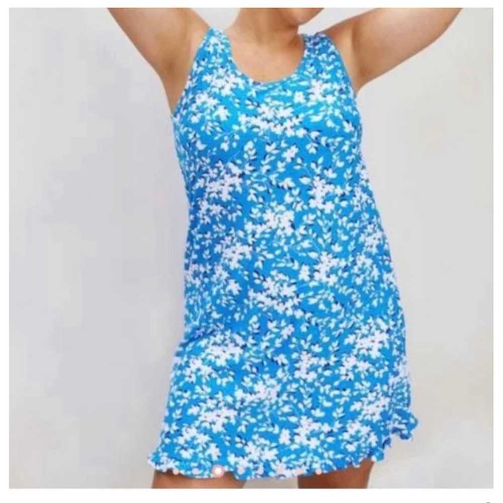 DRAPER JAMES BLUE FLORAL DRESS LARGE - image 3