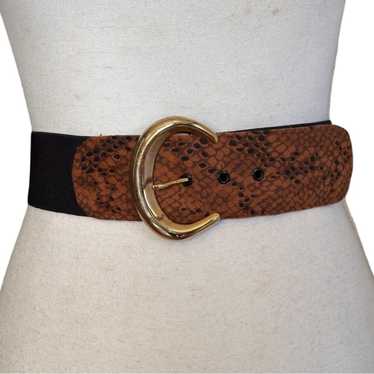 Vintage Black Stretch Belt With Faux Suede Snake P