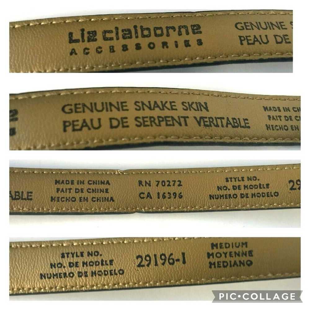 Vintage Liz Claiborne Snakeskin Belt Womens Black… - image 3