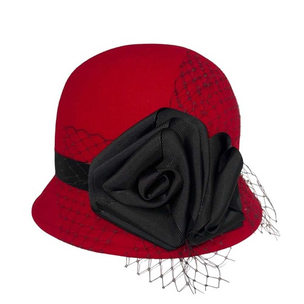 Giovannio Women Hat Red Wool Felt Cloche Vintage … - image 1