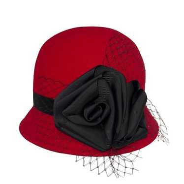 Giovannio Women Hat Red Wool Felt Cloche Vintage … - image 1