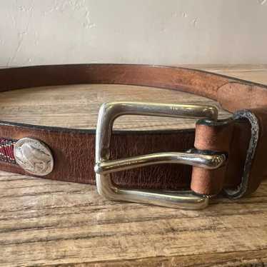 Vintage Trafalgar Old West Leather Belt W/ Buffal… - image 1