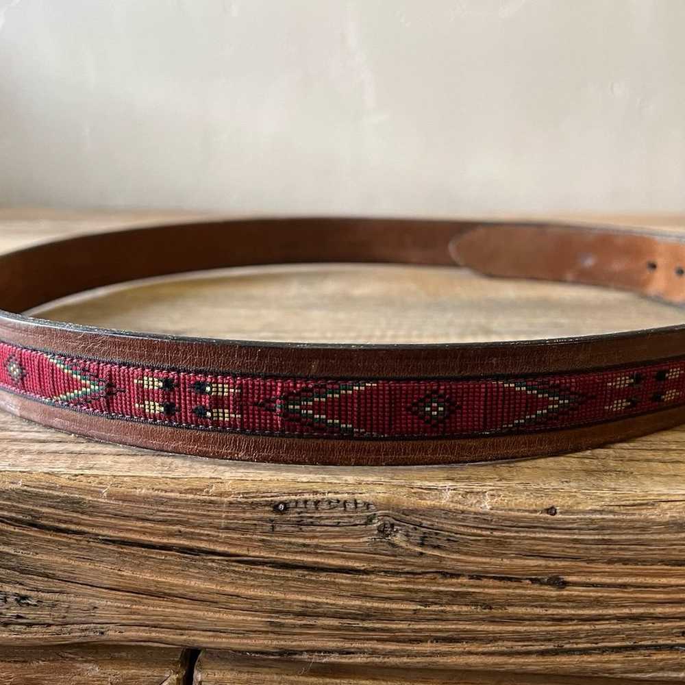 Vintage Trafalgar Old West Leather Belt W/ Buffal… - image 3