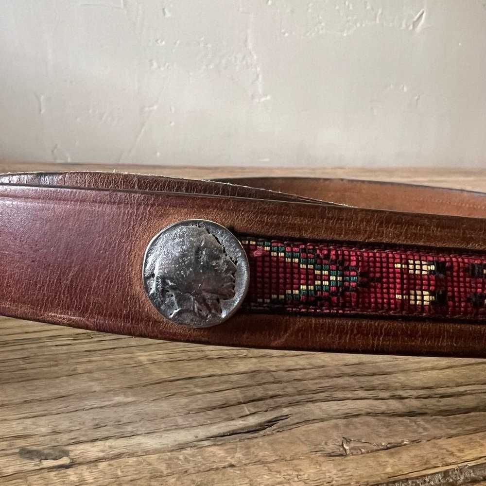 Vintage Trafalgar Old West Leather Belt W/ Buffal… - image 4