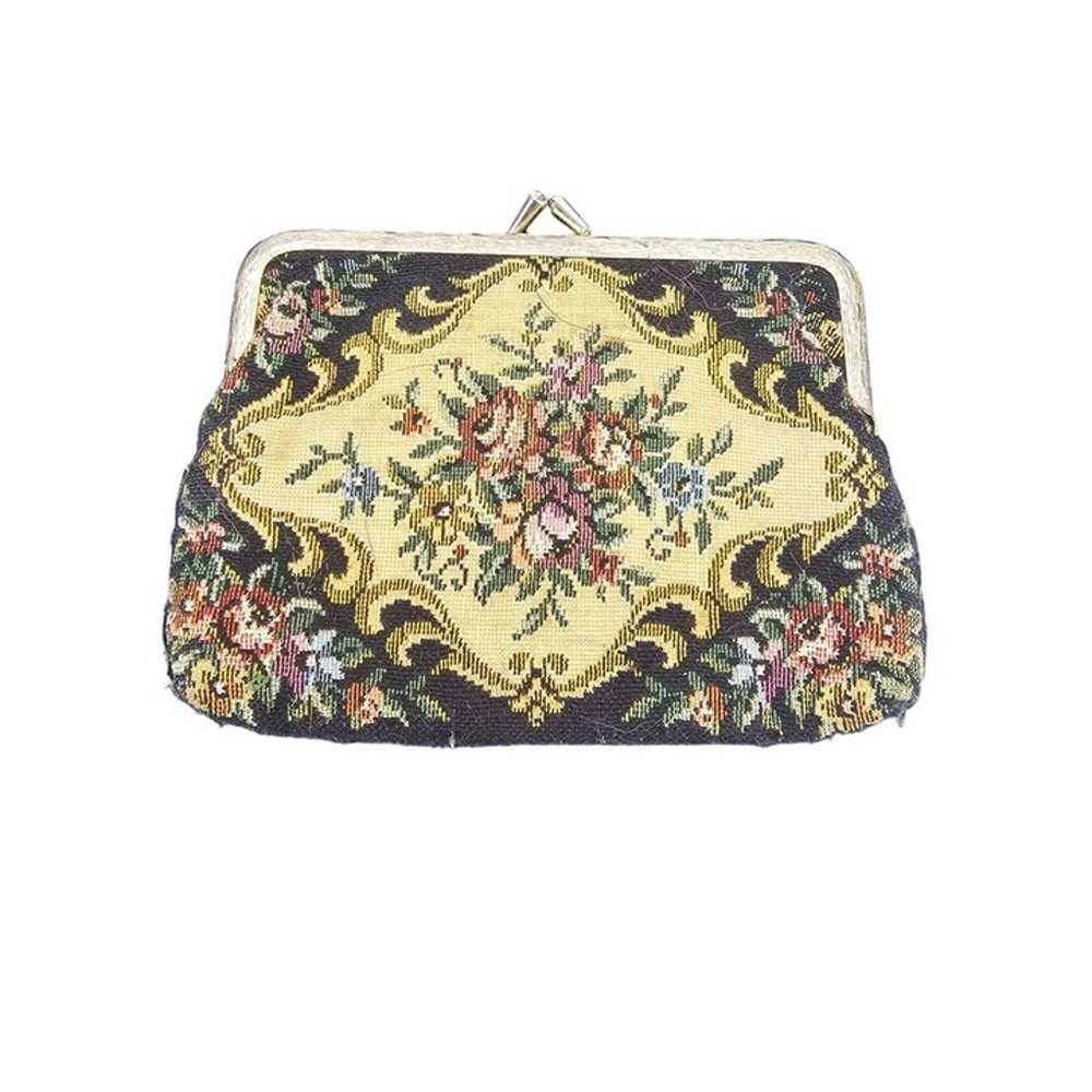 Vintage small purse handbag tapestry GoldTone Cla… - image 1