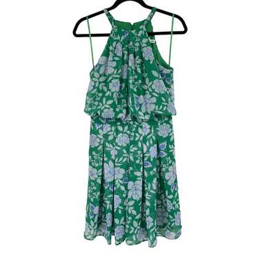 Eliza J dress A-Line Chiffon floral green sleevele