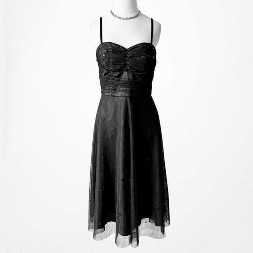 Evan Picone Black Sweetheart Sequin Mesh Midi Fla… - image 4