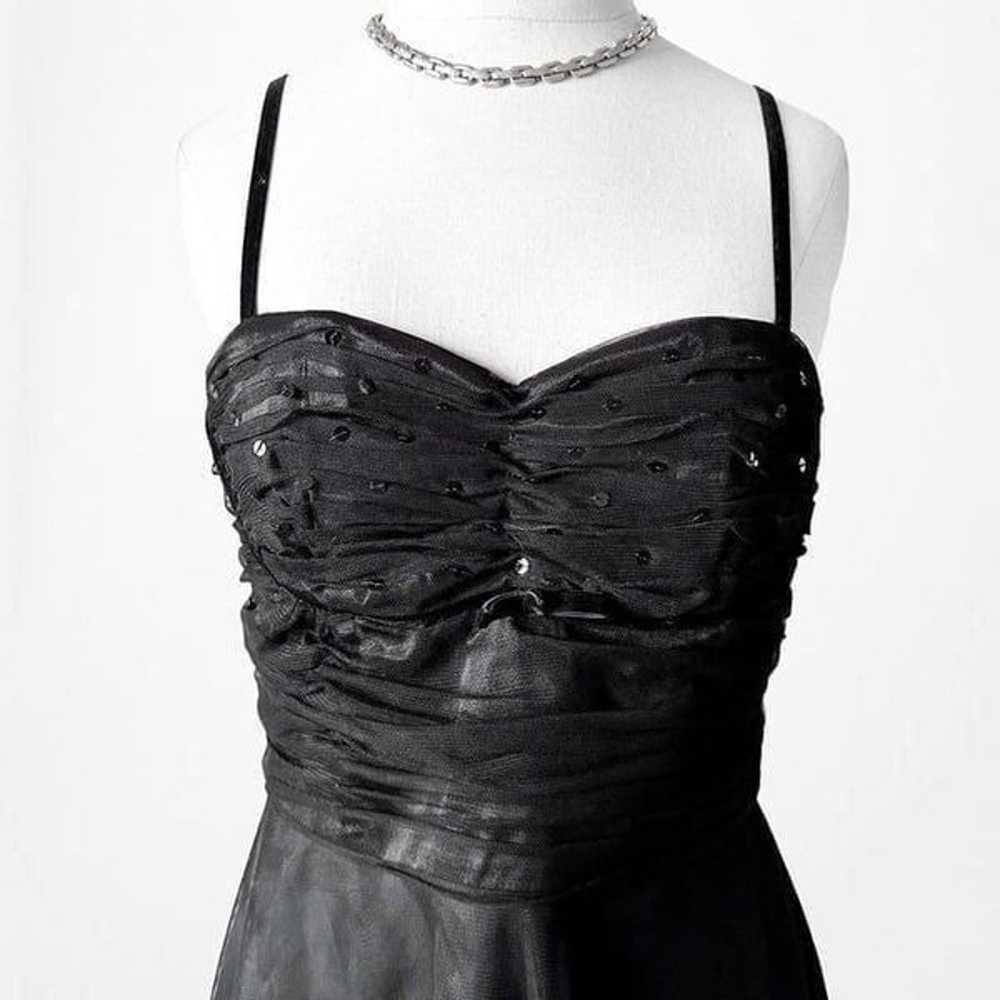 Evan Picone Black Sweetheart Sequin Mesh Midi Fla… - image 6