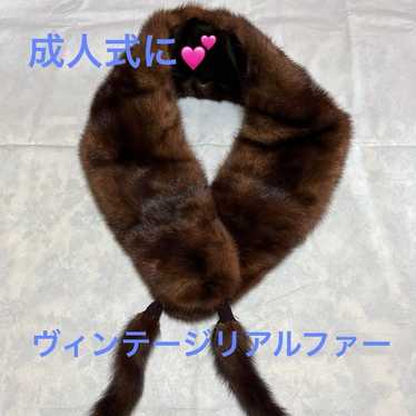 70s Brown Real Fur Scarf