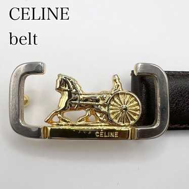 CELINE Belt Dark Brown Horse-drawn Carriage Buckl… - image 1