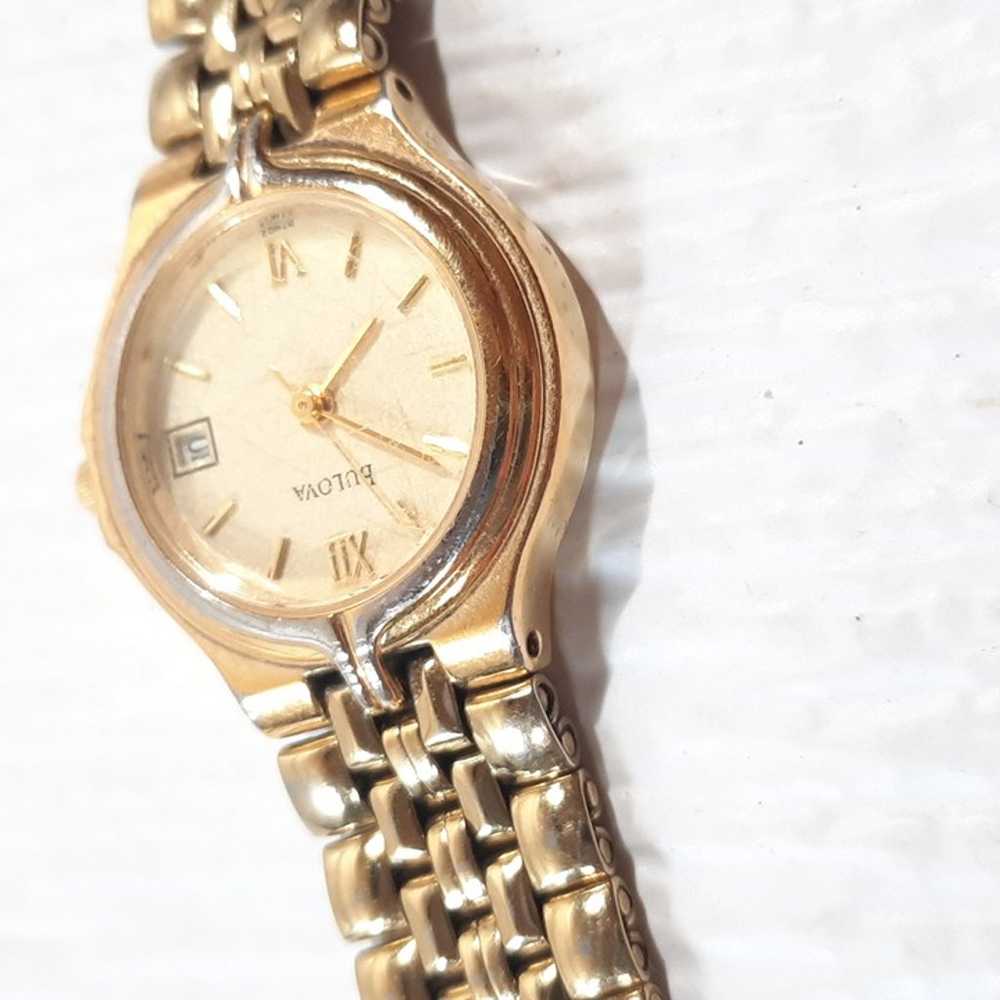 Vintage Bulova Women Watch Gold Stainless Steel W… - image 11