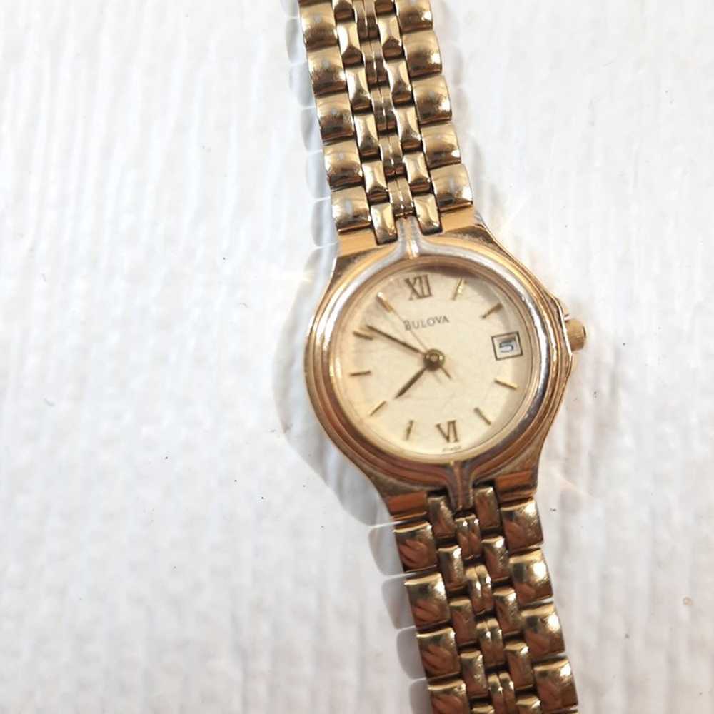 Vintage Bulova Women Watch Gold Stainless Steel W… - image 1