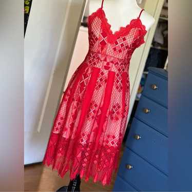 Silky Lacy Bright Red Foxiedox Dress