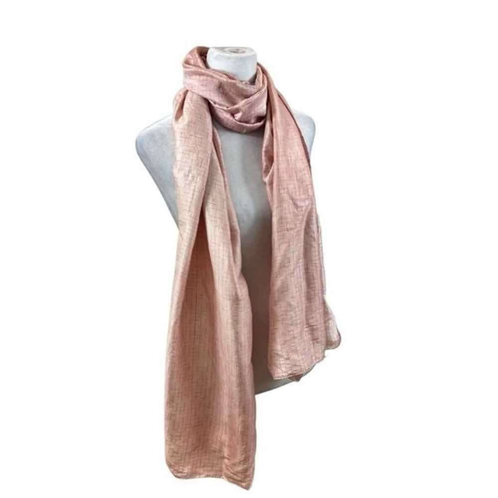 Ladies Vintage Pink Two Tone 100% Silk Long Scarf - image 1