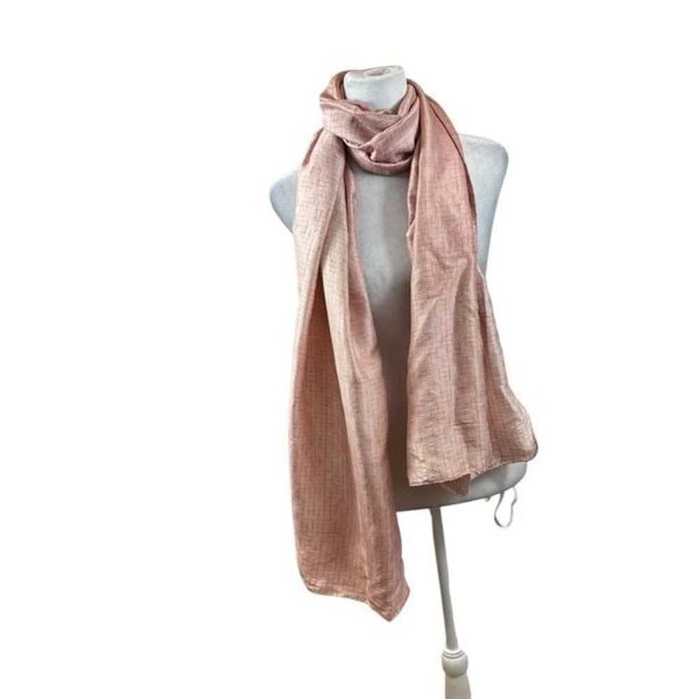 Ladies Vintage Pink Two Tone 100% Silk Long Scarf - image 4