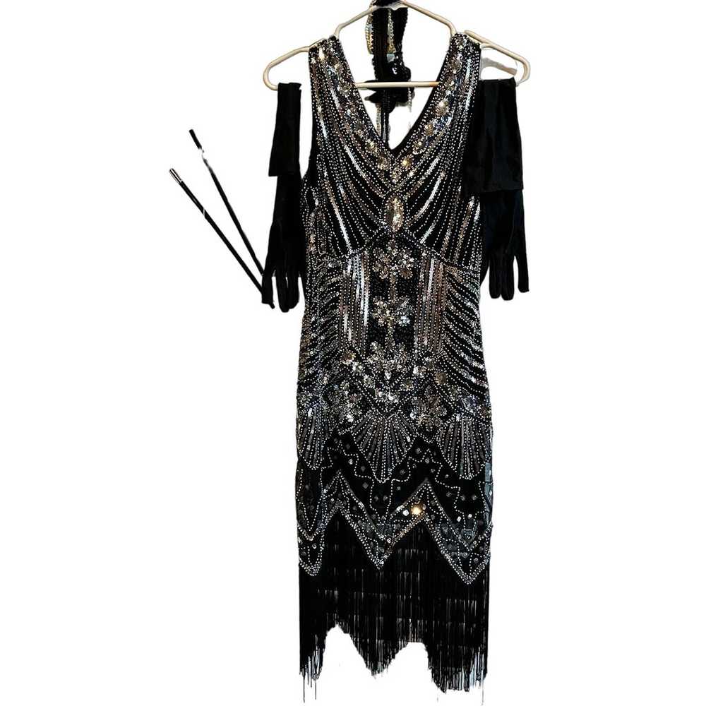 Zeagoo Sequin Evening Dress w/fringe, Size Medium… - image 3