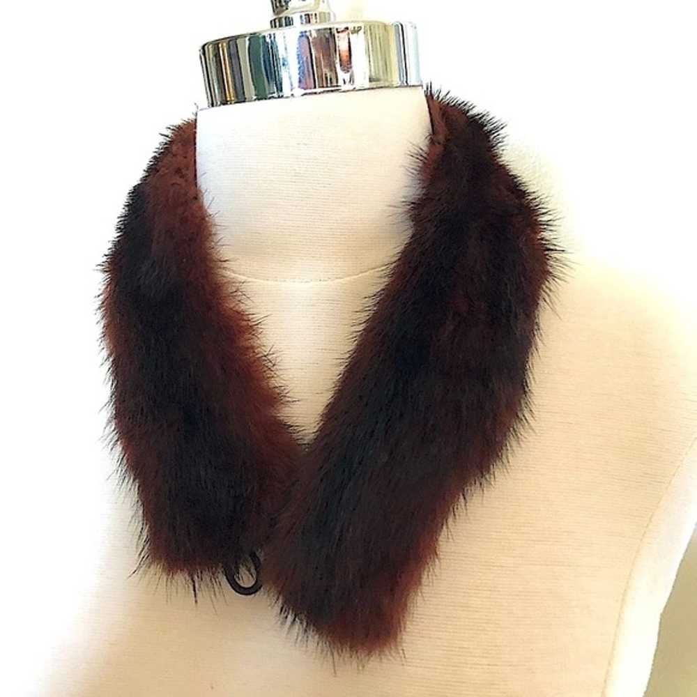 Vintage Maroon 100% mink flawless fur collar cust… - image 1