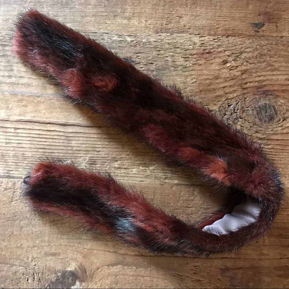 Vintage Maroon 100% mink flawless fur collar cust… - image 2