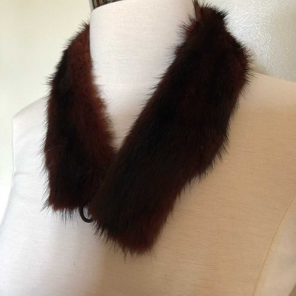 Vintage Maroon 100% mink flawless fur collar cust… - image 8