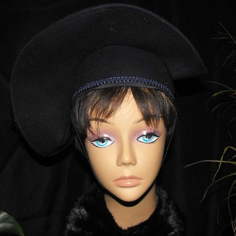 Vintage Navy-Blue Church Hat Size 8 - image 1