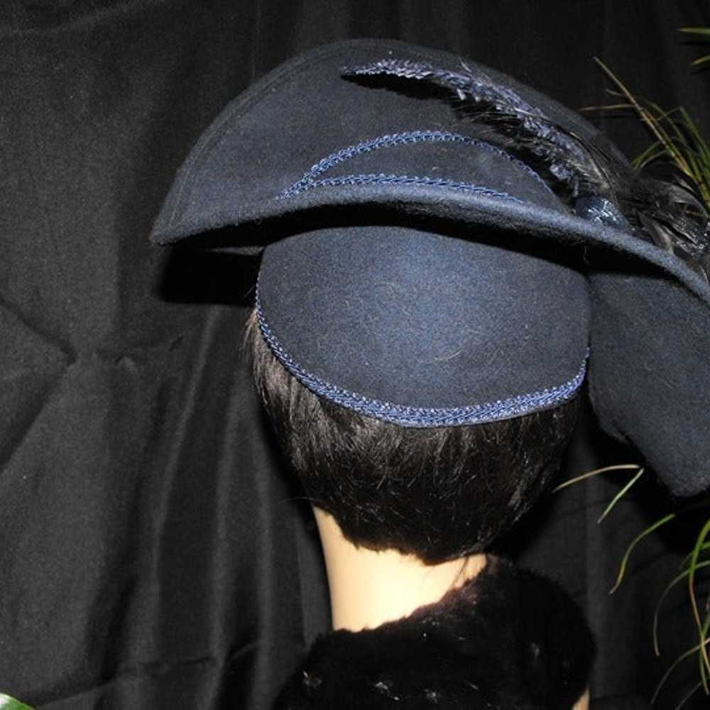 Vintage Navy-Blue Church Hat Size 8 - image 2