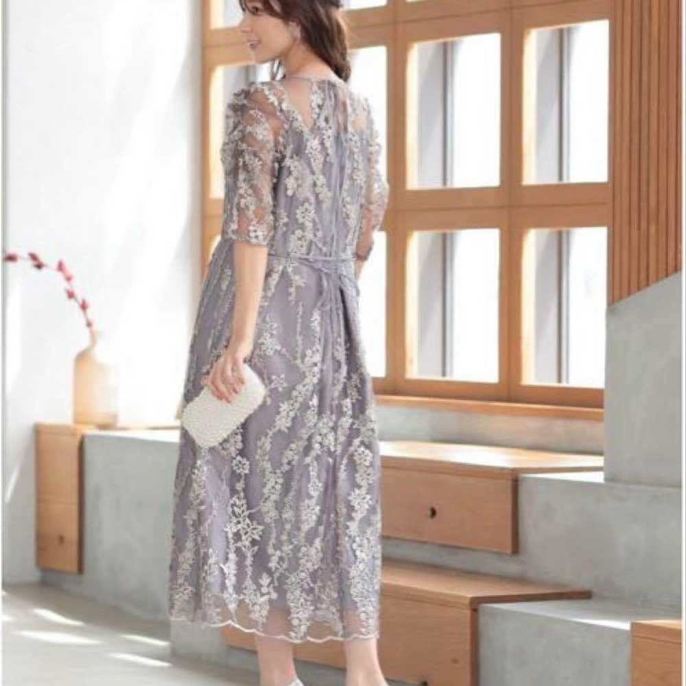 Prefereel Embroidered Lace Back Ribbon Dress L - image 3