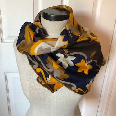 Vintage Navy Blue and Gold Scarf