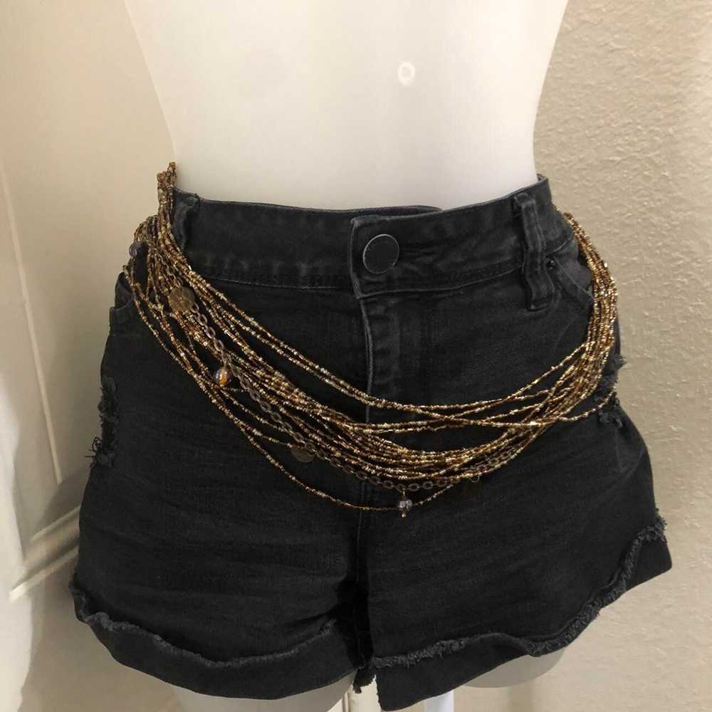 1990s Vintage Chunky layered Black gold beaded wa… - image 1