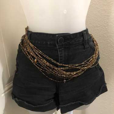 1990s Vintage Chunky layered Black gold beaded wa… - image 1