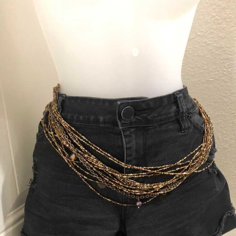 1990s Vintage Chunky layered Black gold beaded wa… - image 2