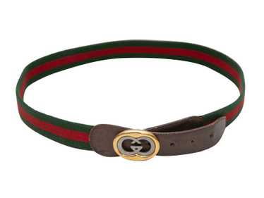 Vintage Green & Red Gucci Web Logo Belt Size IT 40 - image 1