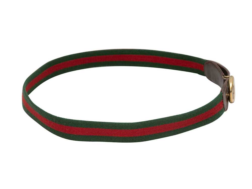 Vintage Green & Red Gucci Web Logo Belt Size IT 40 - image 2