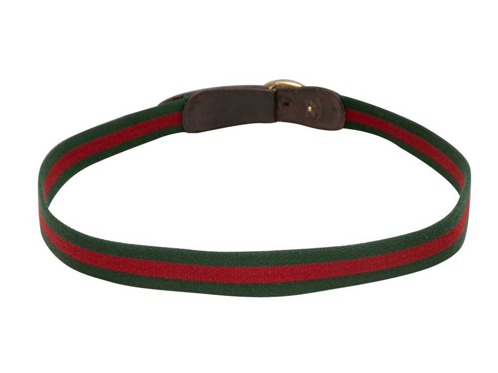 Vintage Green & Red Gucci Web Logo Belt Size IT 40 - image 3