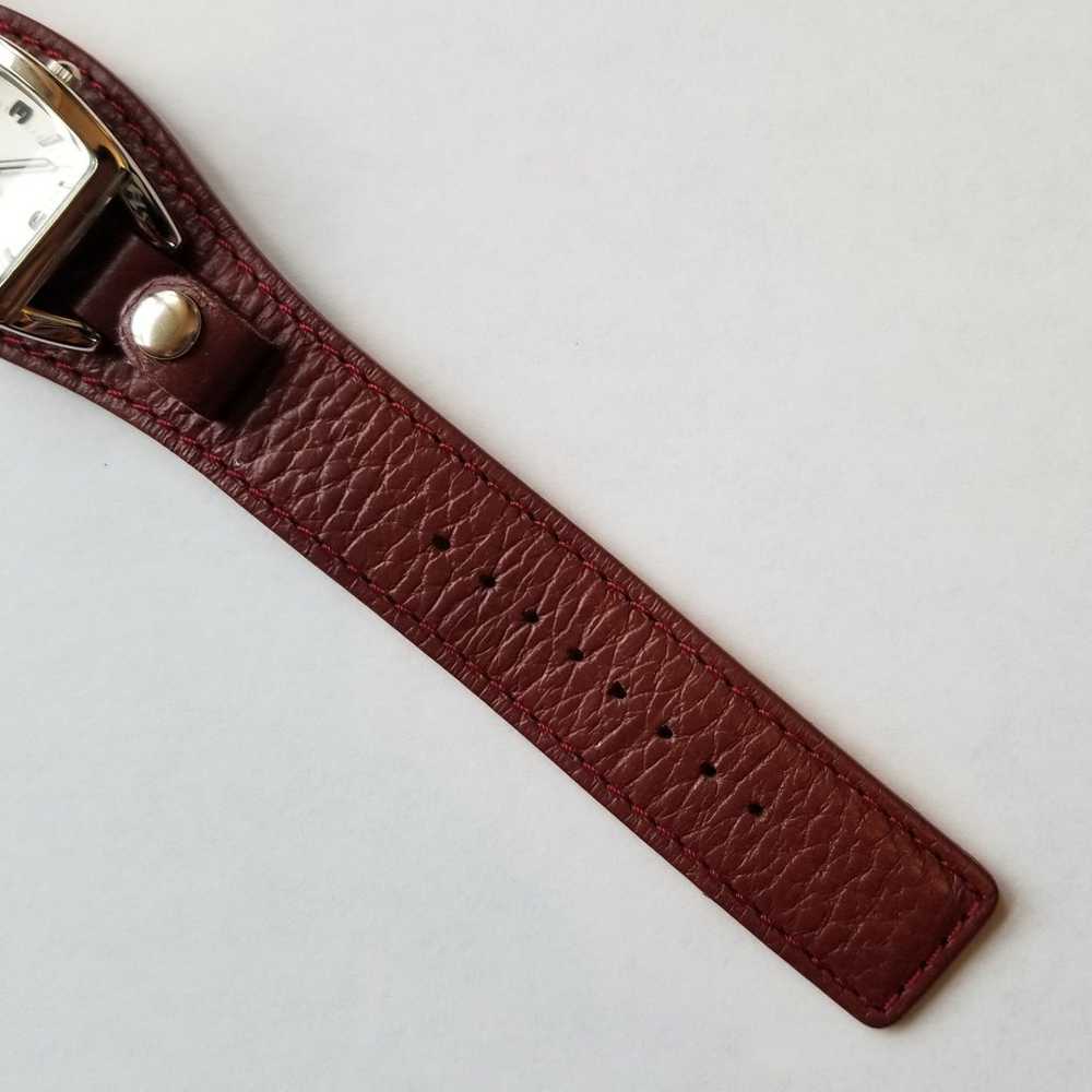 Vintage Brown Genuine Leather Watch with Silver A… - image 5