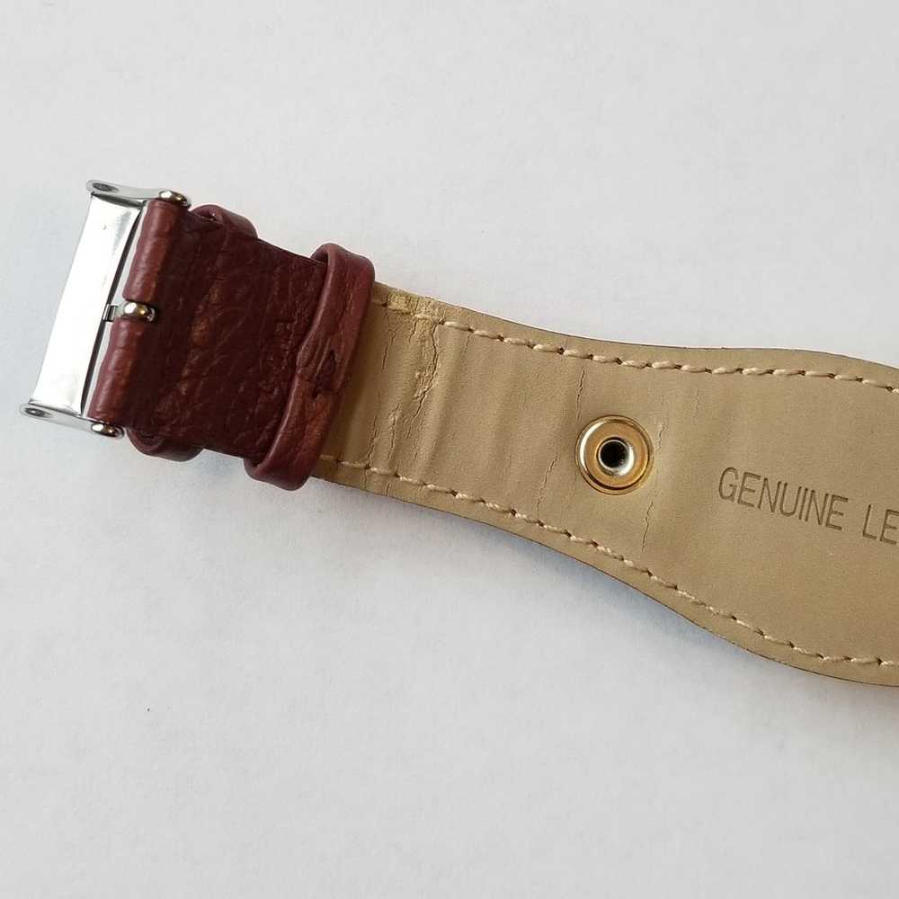 Vintage Brown Genuine Leather Watch with Silver A… - image 7