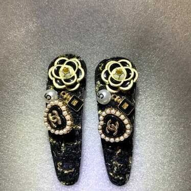 Authentic Chanel Vintage Button Hair clips