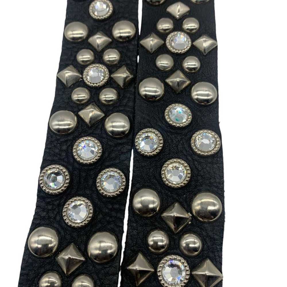 Leatherock Black Leather Studs Rhinestone Women B… - image 3