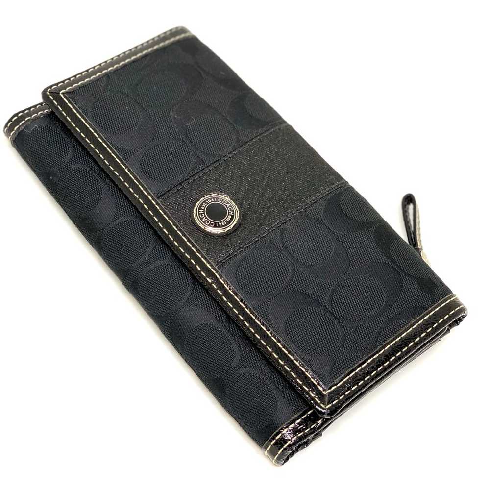 Coach~VINTAGE~RARE-~Black Trifold Signature Wallet - image 2