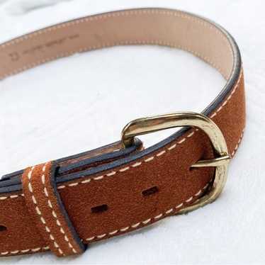 Vintage suede saddle tan gold hardware belt - image 1