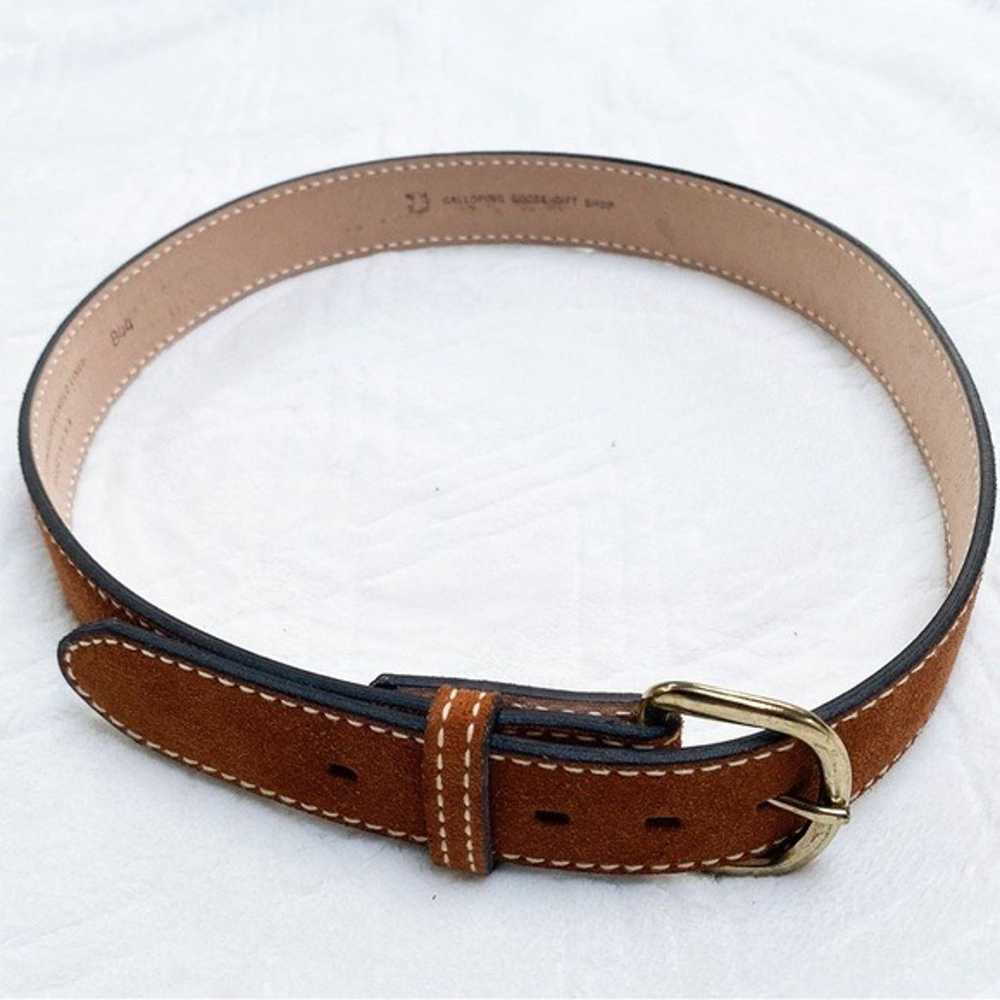 Vintage suede saddle tan gold hardware belt - image 2