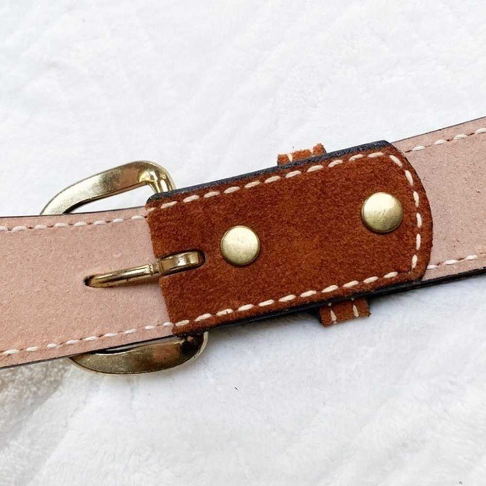 Vintage suede saddle tan gold hardware belt - image 5