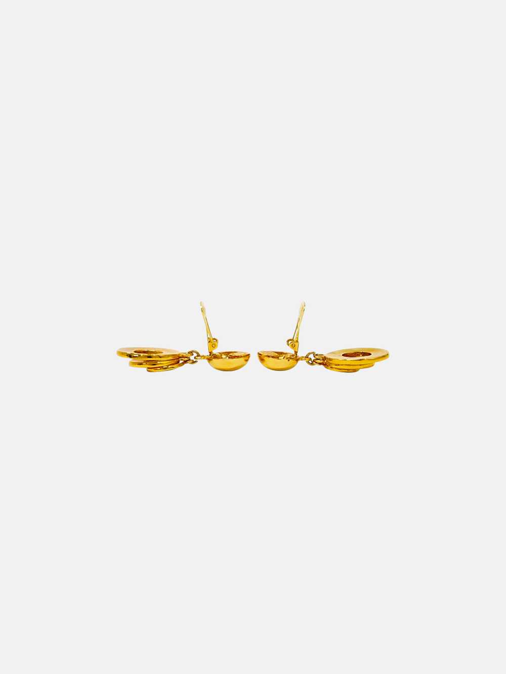 Celine 1990s Gold Round Nesting Drop Earrings - image 3